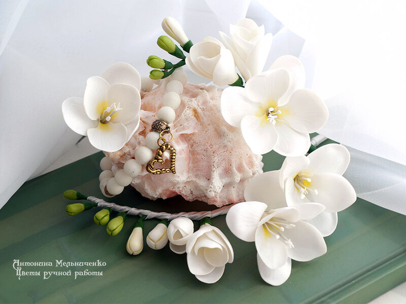 White Flowers on Shell