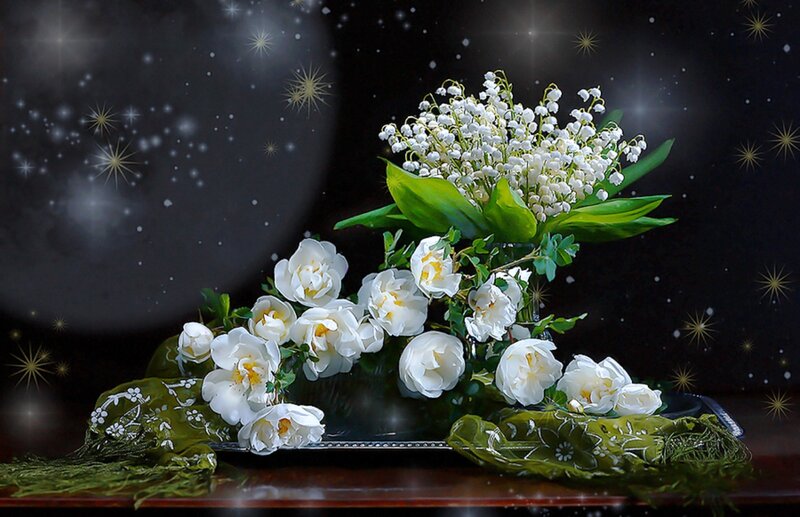 White Flowers on Table — Serene
