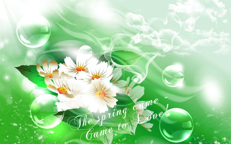 White Flowers with Bubbles