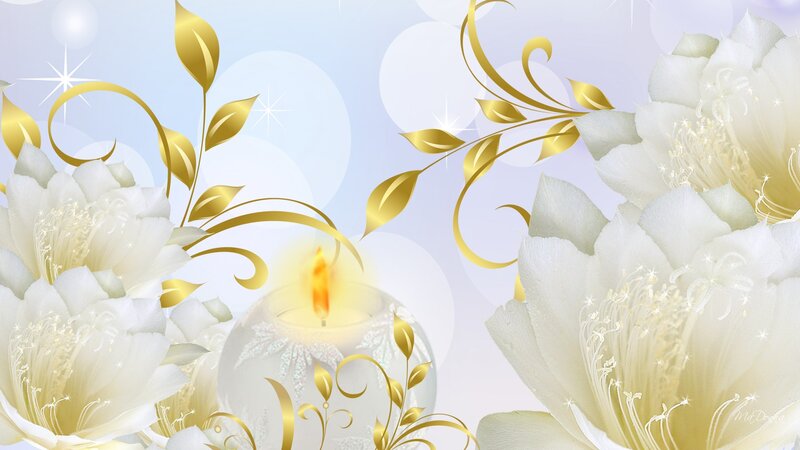 White Flowers with Candle