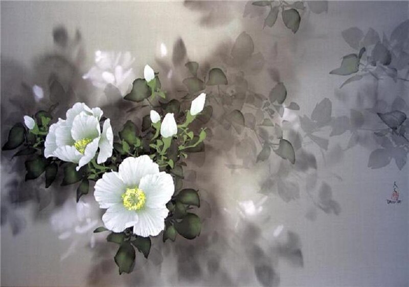 White Flowers with Green Leaves — Serene