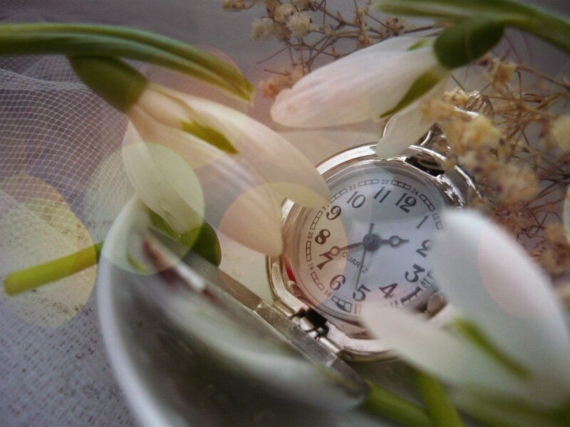 White Flowers with Pocket Watch