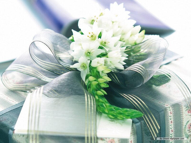 White Flowers with Ribbon — Serene, Photograph