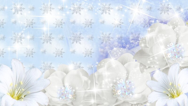 White Flowers with Snowflakes