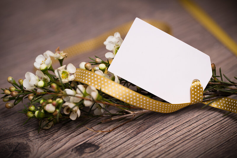 White Flowers with Tag