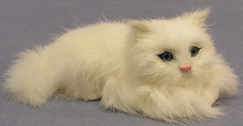 white fluffy cat toy