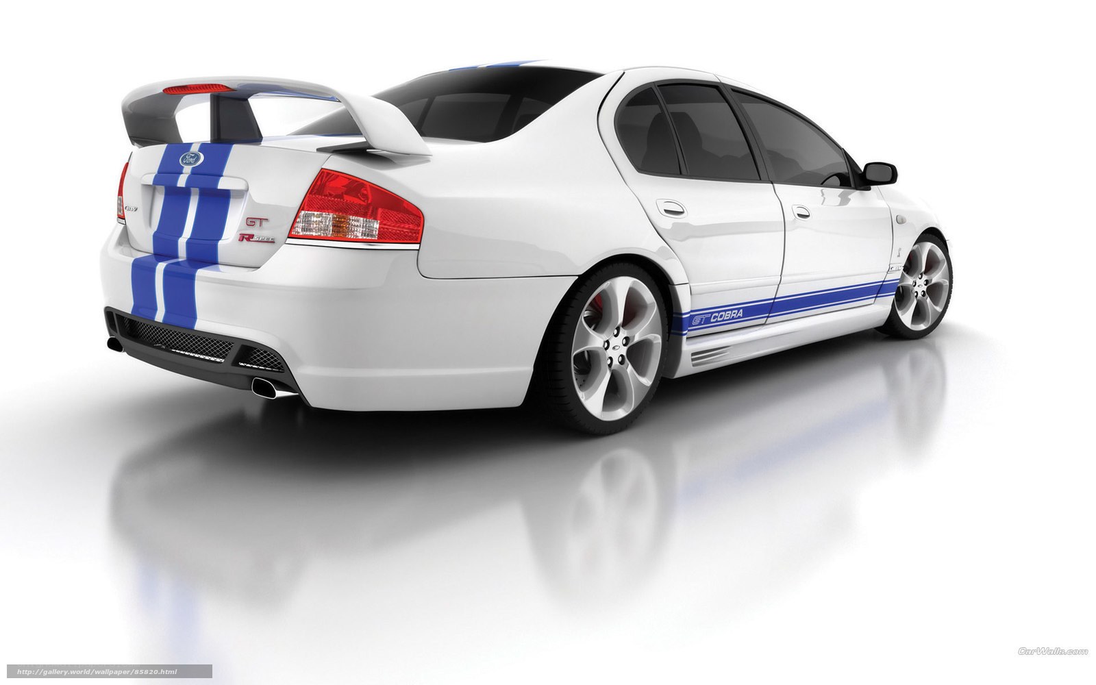white ford cobra with blue stripes
