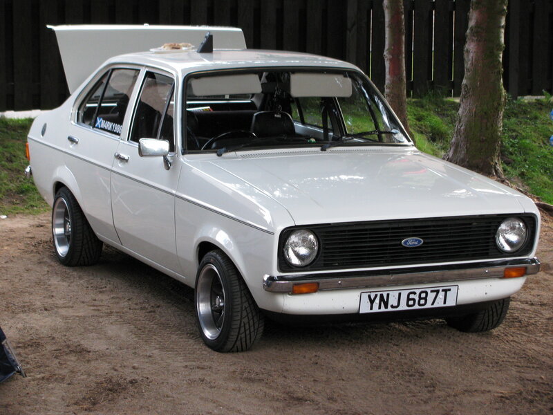 white ford Escort car