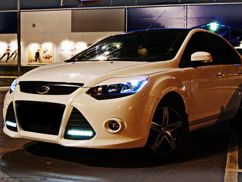 white ford focus at night