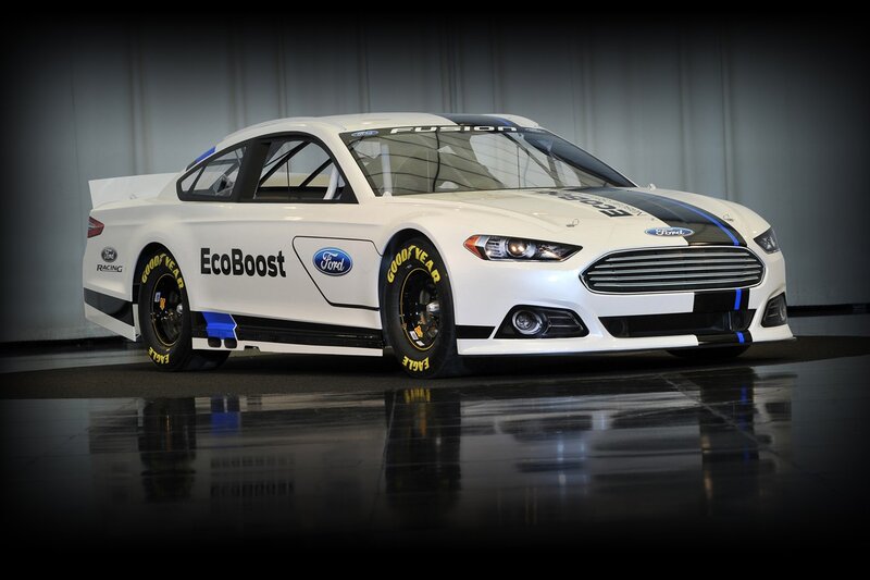White Ford Fusion race car