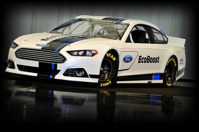White Ford Fusion race car