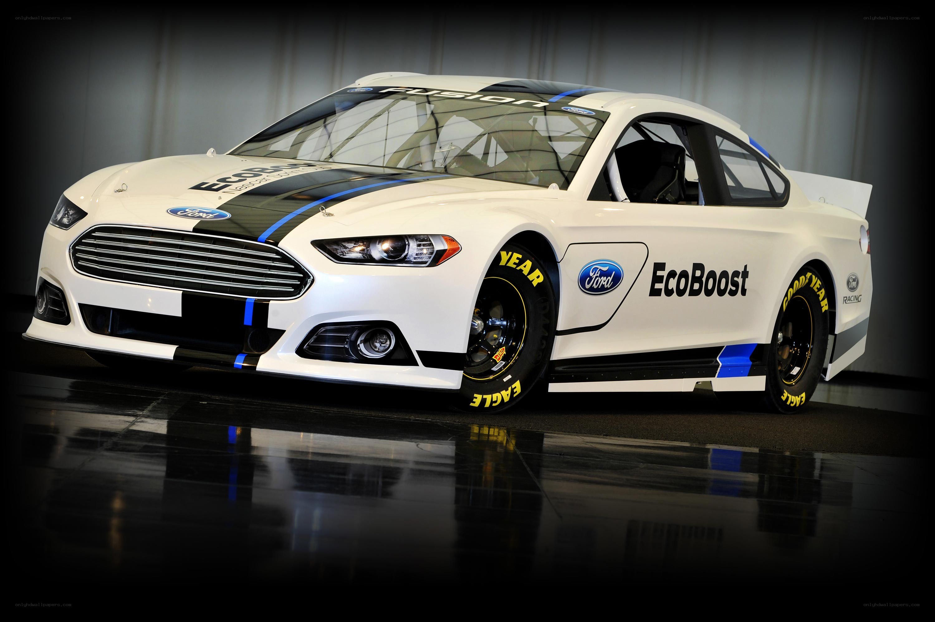 White Ford Fusion race car