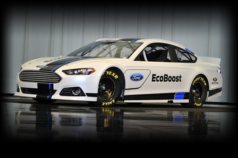 White Ford Fusion race car