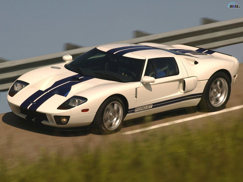 White Ford GT on a racetrack