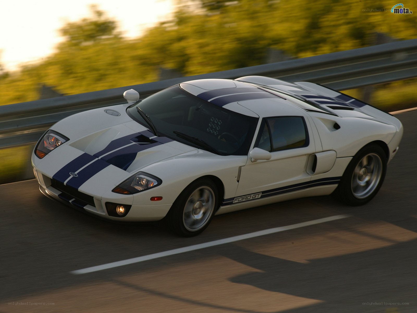 White Ford GT on a road