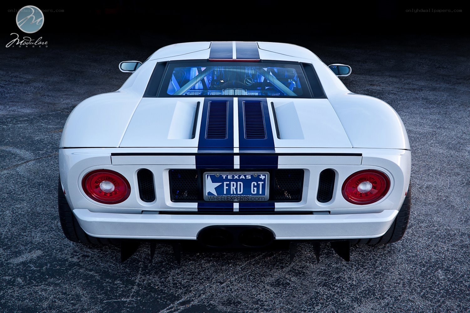 white ford gt rear view