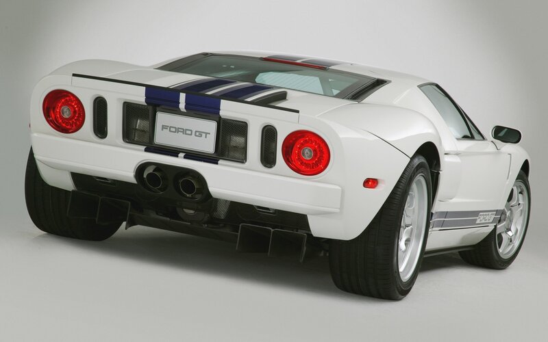 White Ford GT sports car