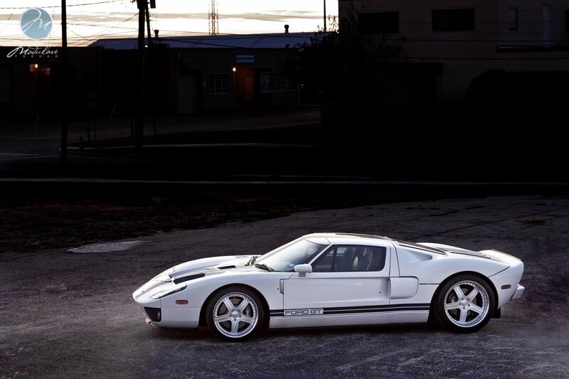 White Ford GT sports car