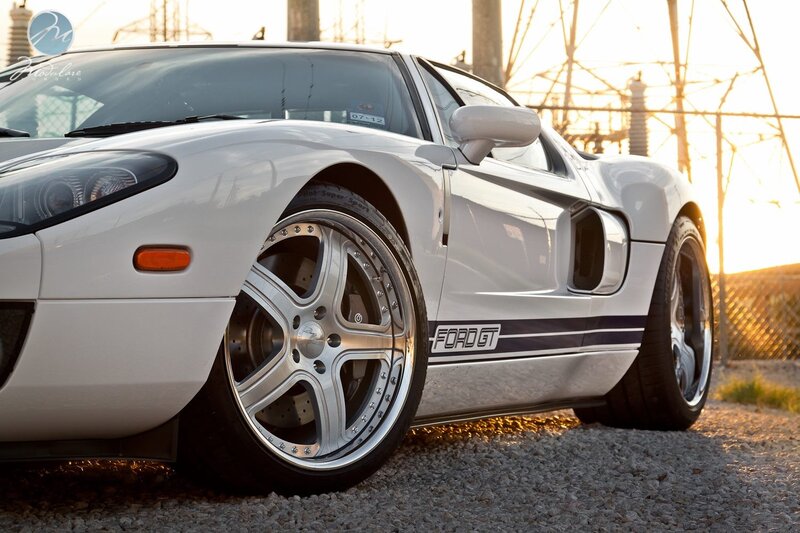 White Ford GT sports car