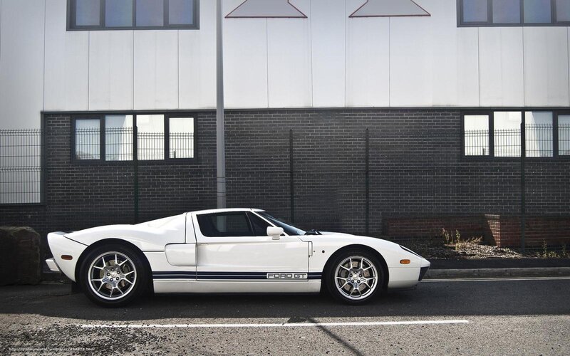 White Ford GT sports car