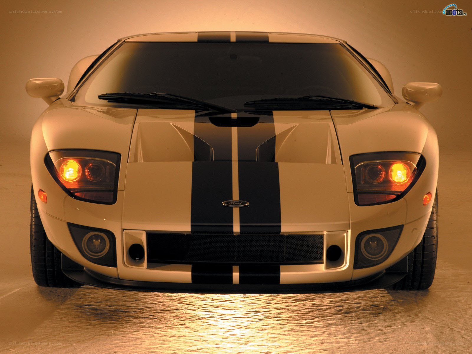 White Ford GT with black stripes