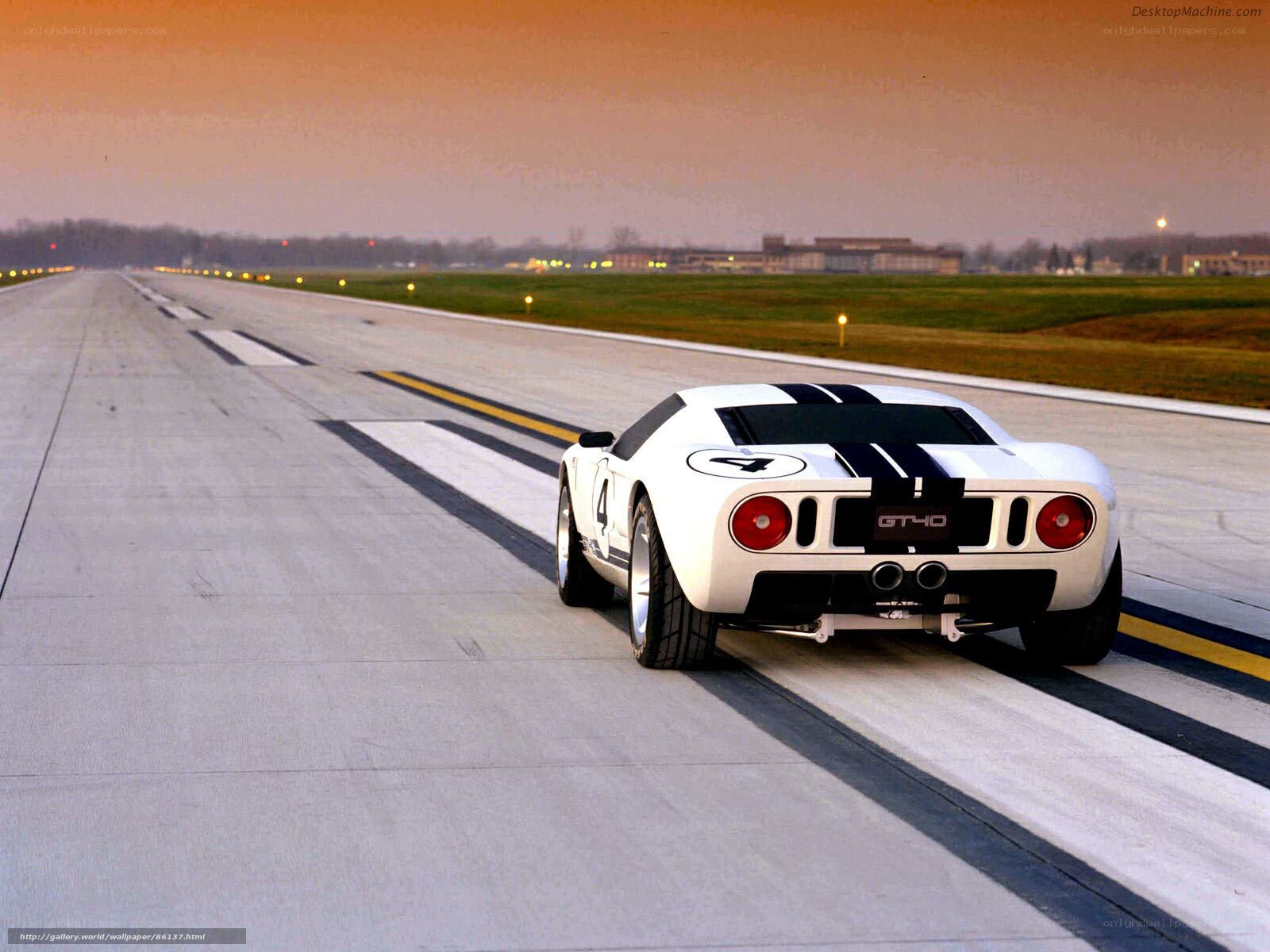 White Ford GT40 on a runway