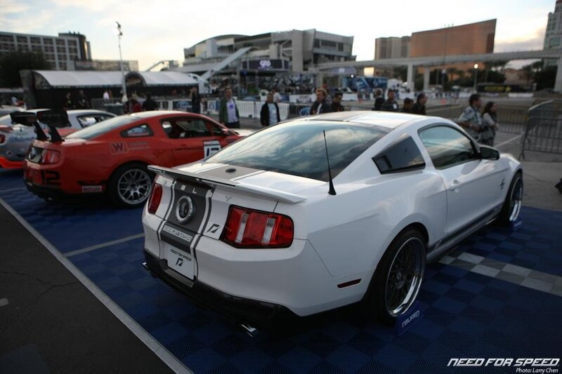 White Ford Mustang at car show