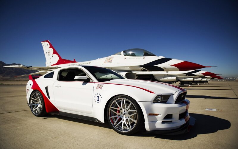 White Ford Mustang Car