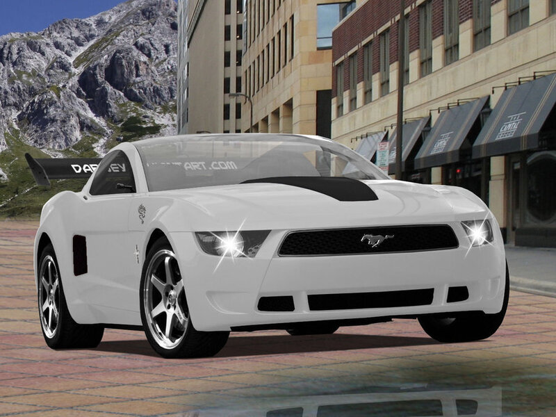 White Ford Mustang concept car