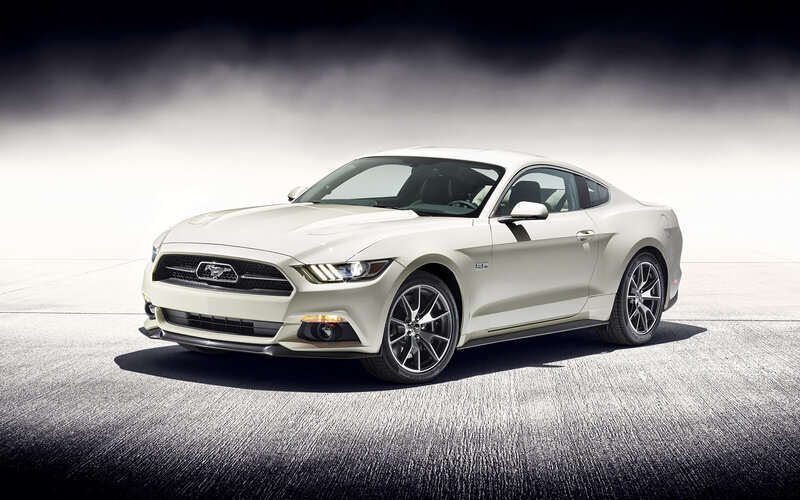 White Ford Mustang Coupe — Dramatic