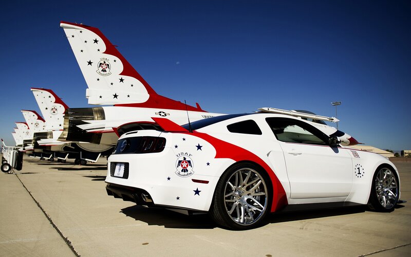 White Ford Mustang — Dramatic, Afternoon, Photograph, Aircraft