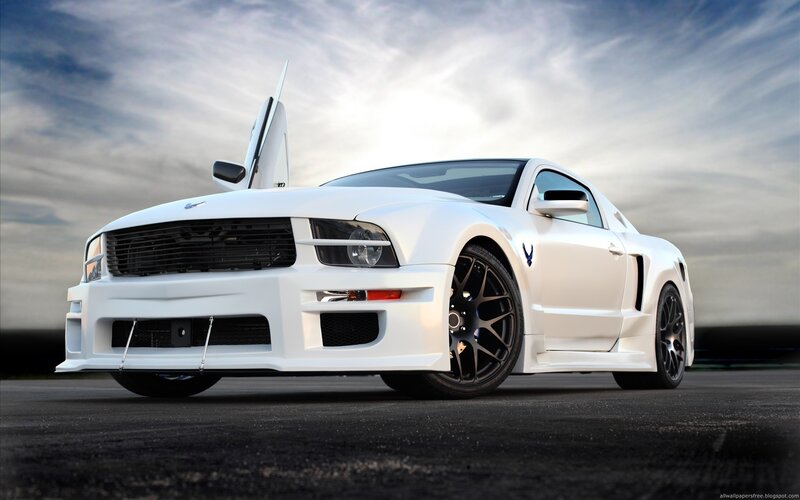 White Ford Mustang — Dramatic, Afternoon, Photograph, Car, Sky