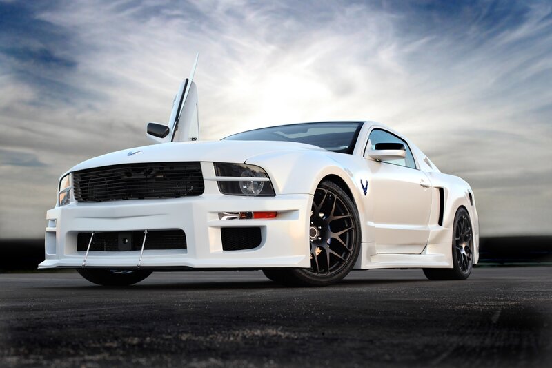 White Ford Mustang — Dramatic, Afternoon, Photograph, Car
