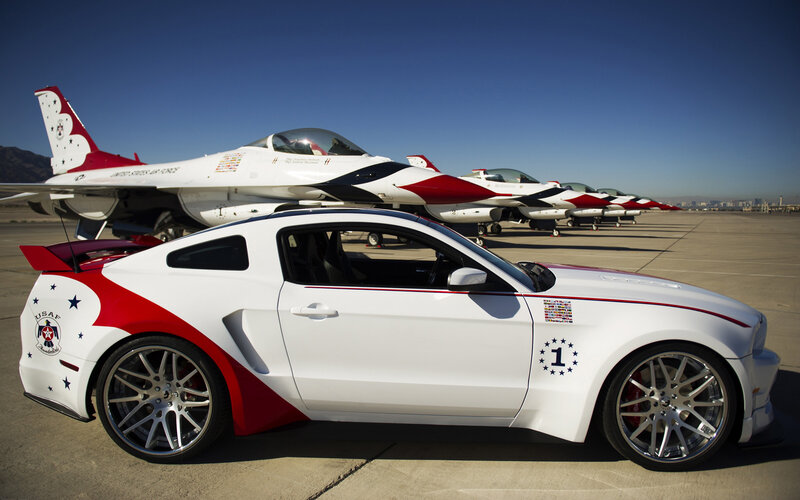 White Ford Mustang — Dramatic, Afternoon, Photograph, Fighter Jets