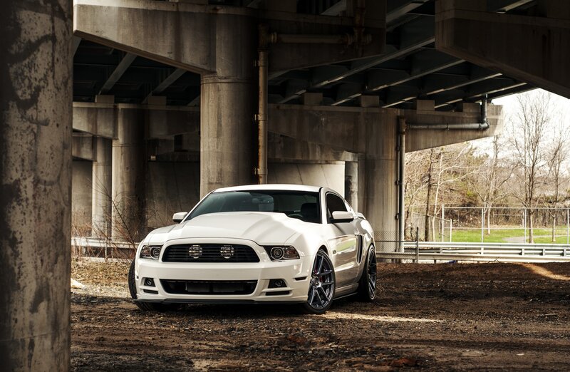 White Ford Mustang — Dramatic, Autumn, Photograph