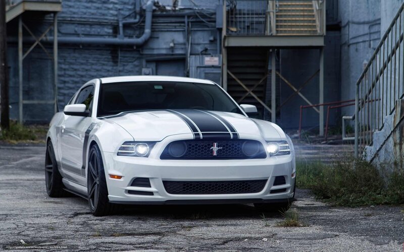 White Ford Mustang — Dramatic, Photograph, Car, Building, Staircase