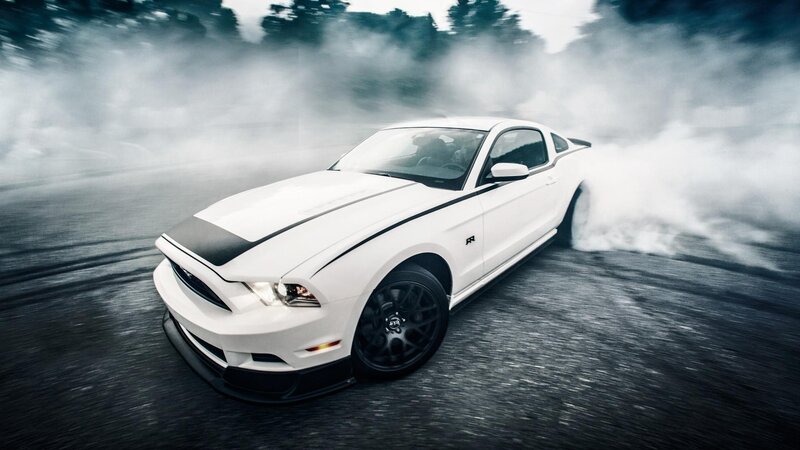 White Ford Mustang — Dramatic, Photograph, Car, Smoke