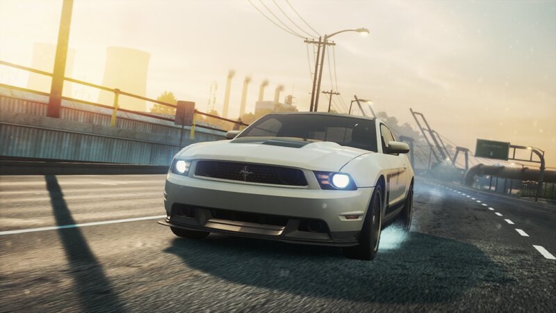 White Ford Mustang — Dramatic, Sunset, 3d Render