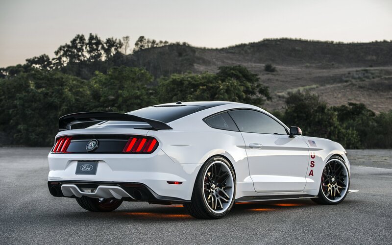 White Ford Mustang — Dramatic, Sunset, Photograph, Car, Hills