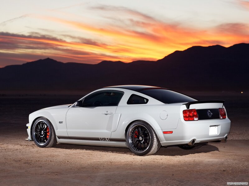 White Ford Mustang — Dramatic, Sunset, Photograph, Car