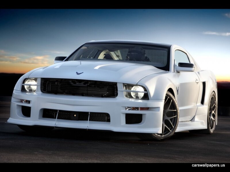 White Ford Mustang — Dramatic, Sunset, Photograph