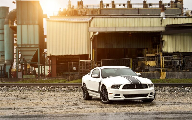 White Ford Mustang — Dramatic, Sunset, Photograph, Train Tracks