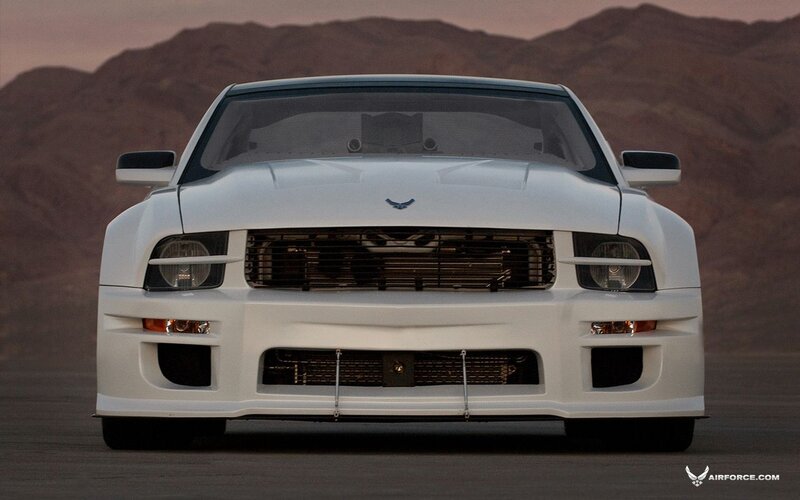 White Ford Mustang — Dramatic, Sunset