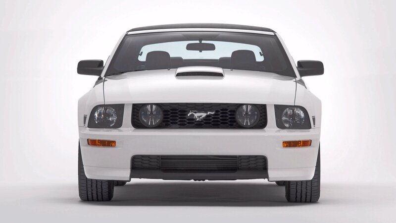 white ford mustang front view