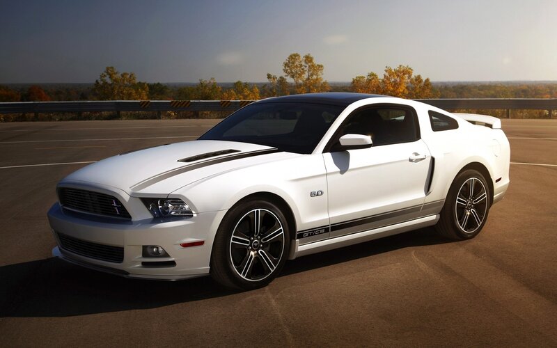 White Ford Mustang GT — Dramatic, Autumn, Photograph