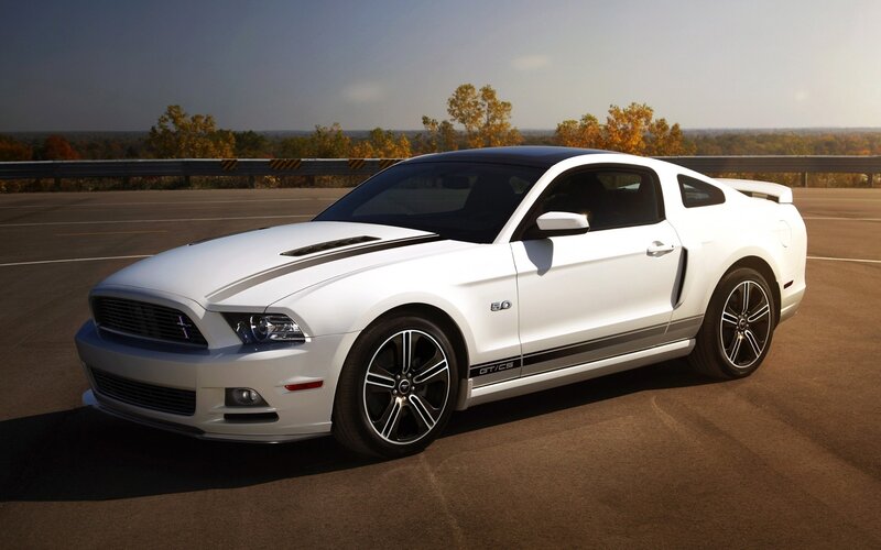 White Ford Mustang GT — Dramatic, Autumn