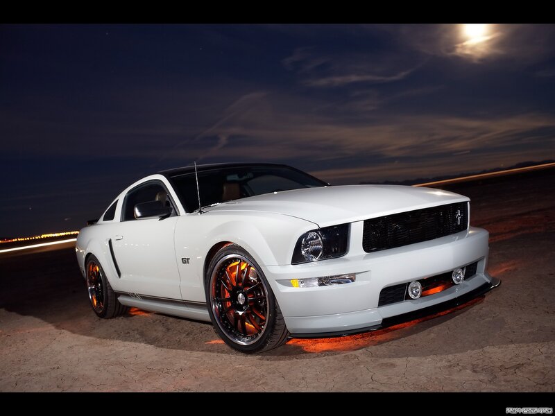 White Ford Mustang Gt — Dramatic, Night