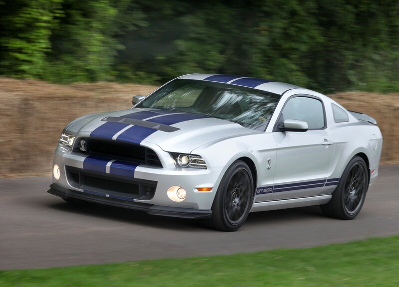 White Ford Mustang GT500 in motion