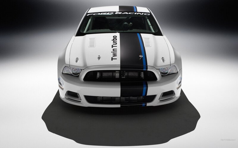 white ford mustang race car