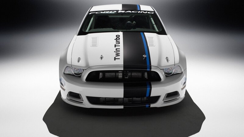 white ford mustang racing car